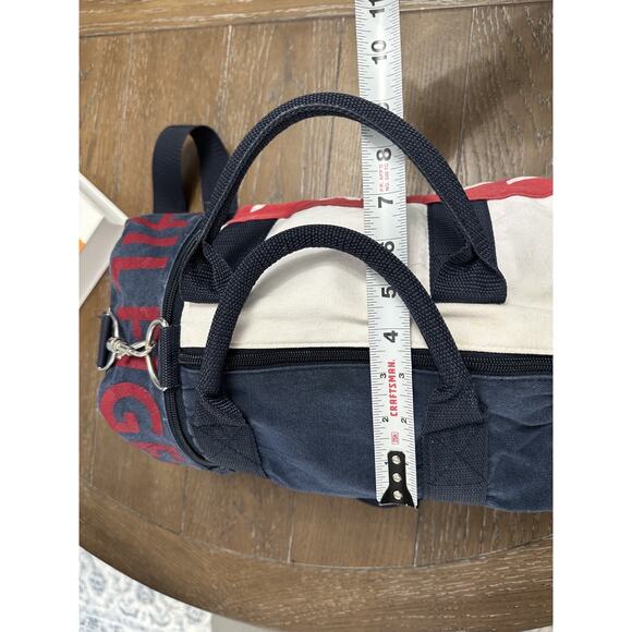 Vintage Tommy Hilfiger Travel Gym Duffle Shoulder Bag Spellout Logo 90s Small - Picture 5 of 16